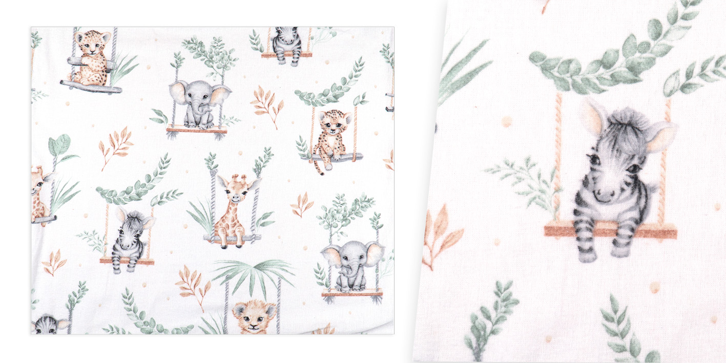 Pielucha flanelowa z ceratką zwierzęta na huśtawce